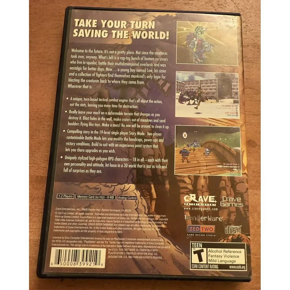 Future Tactics: The Uprising(Sony PlayStation 2, 2004) Complete W/ Manual-Tested
